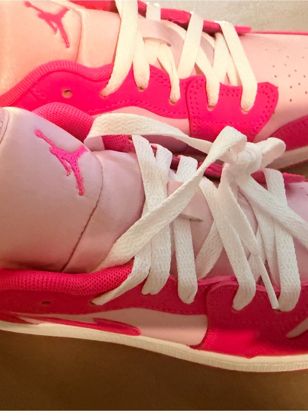 Jordan Pink and White Girls' Low-Top Sneakers - Picture 6 of 6